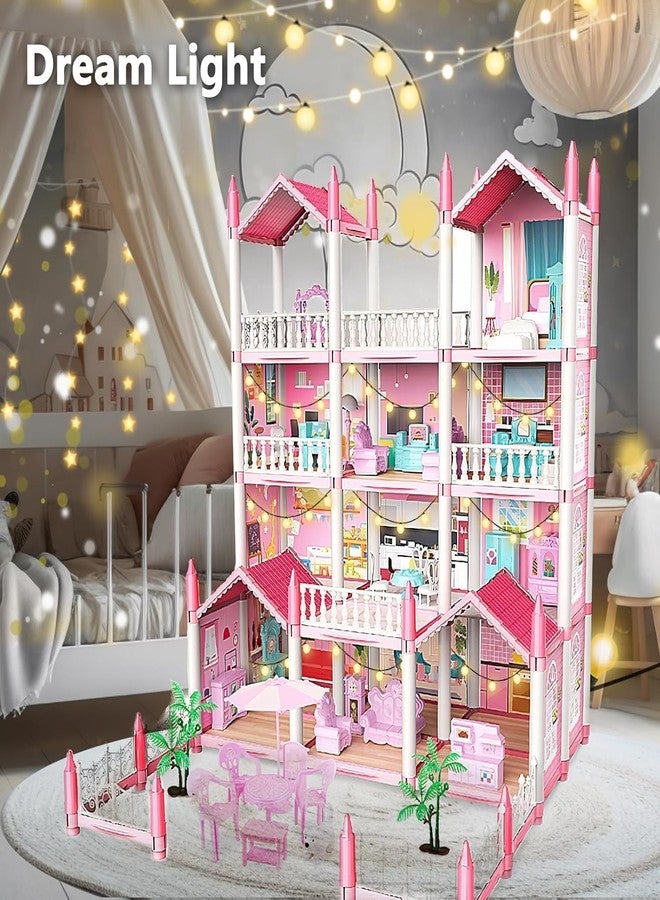 JOYJAY Doll House Girls Toys,3-Story 9 Rooms Playhouse with 2 Dolls Toy Figures with Light,Accessories, Furniture Pretend Play Gift Toys for 3 4 5 6 7 Year Old Girls Multi Color - Image 2